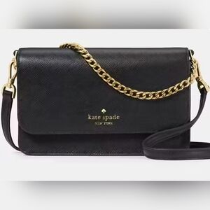KATE SPADE Madison Flap Black Saffiano Leather Crossbody Bag Purse